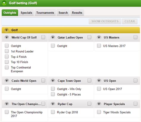coral golf betting